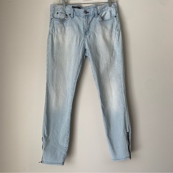 J.CREW Cotton Toothpick Ankle Zipper Pants Size 30 Railroad Stripe - Picture 3 of 9